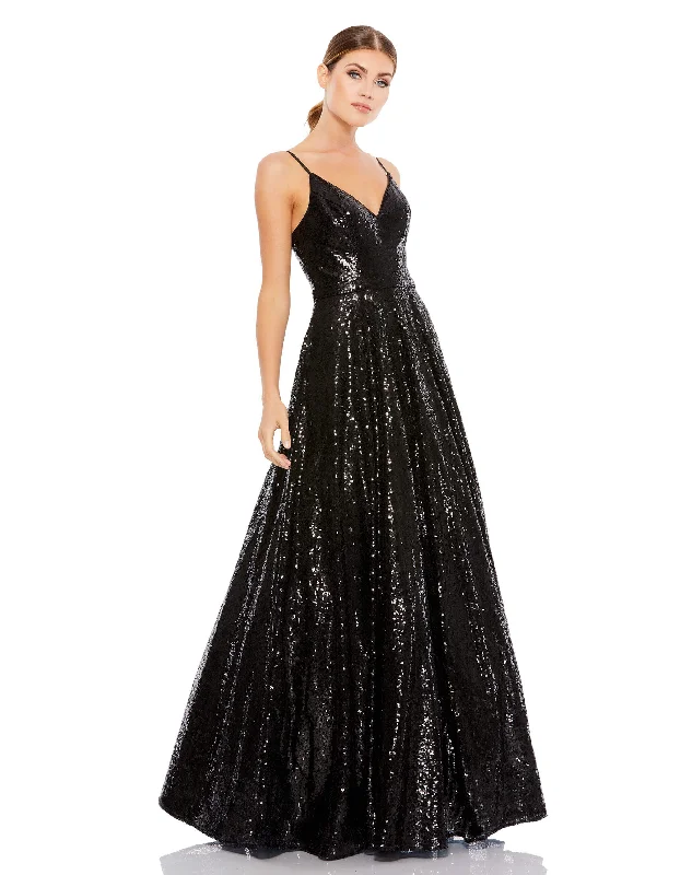 Premium Style Feminine Elegance V-Neck Sequined Ball Gown