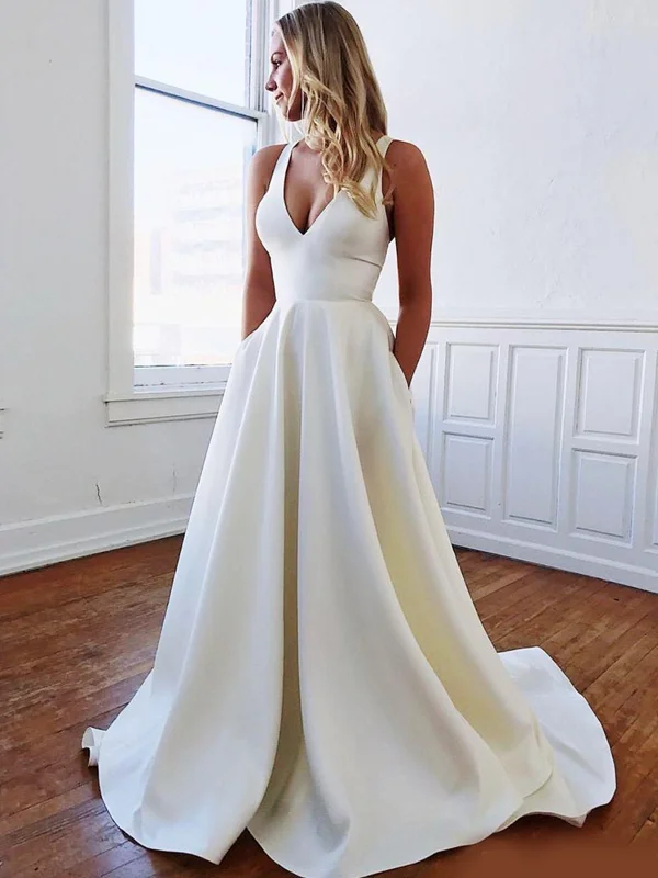 Insane Discount Onslaught Feminine Charm V-neck Spaghetti Strap Sheath Open Back With Cross Bow Tie Long Wedding Dress, WD3035