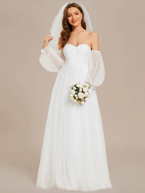 Fresh Fashion Discounts Effortless Style Elegant Pure Sequins Mesh Beaded Sweetheart Neck Wholesale Wedding Dresses