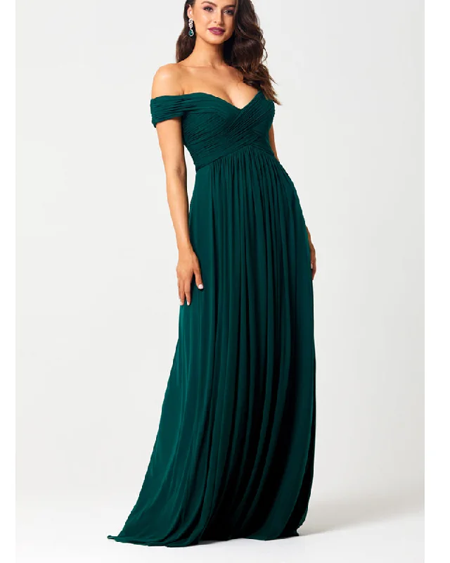 Special Offer Timeless Elegant Elegant Off the Shoulder Dark  Green Long Bridesmaid Dress Wedding Guest Long Dress PL01112