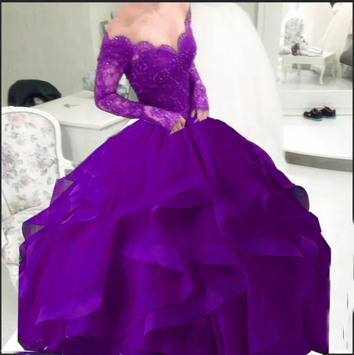 Special Offer For You Graceful Drape Ball Gown Floor-length Grape Prom Dresses Bridal Gown    cg21749