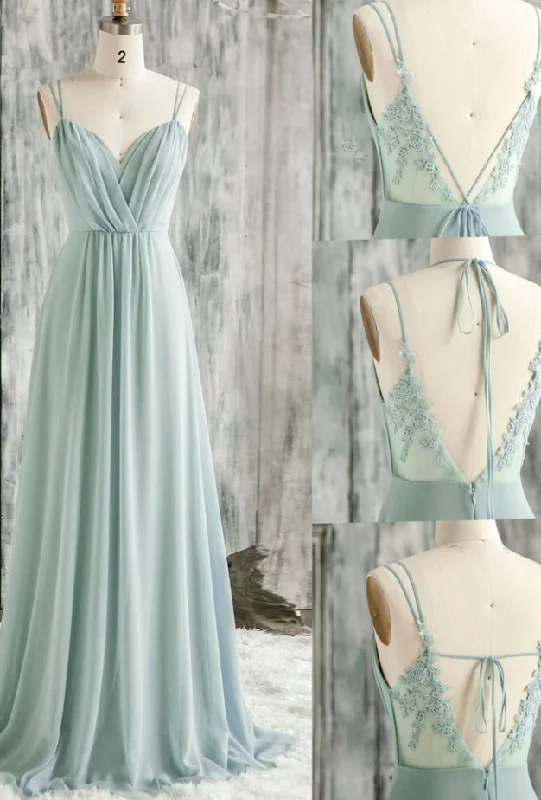 End Of Season Sale Feminine Allure SIMPLE GREEN V NECK CHIFFON LACE LONG PROM DRESS LACE BRIDESMAID DRESS   cg13086