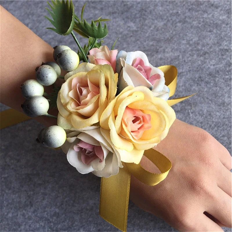 Catch Every Fashion Trend Rustic Countryside Charm Look Handmade Wedding Corsage Groom Boutonniere Bride Bridesmaid Women hand Wrist Flower Artificial Flowers Corsages Wedding