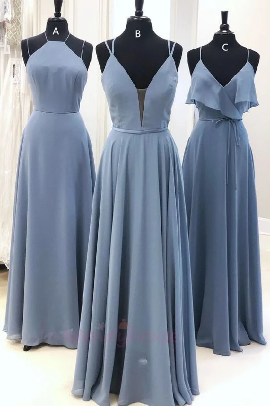 Bold Fashion Sales Limited - Edition Drops Serenity Blue Chiffon Long Bridesmaid Dress Prom dresses cheap   cg16546