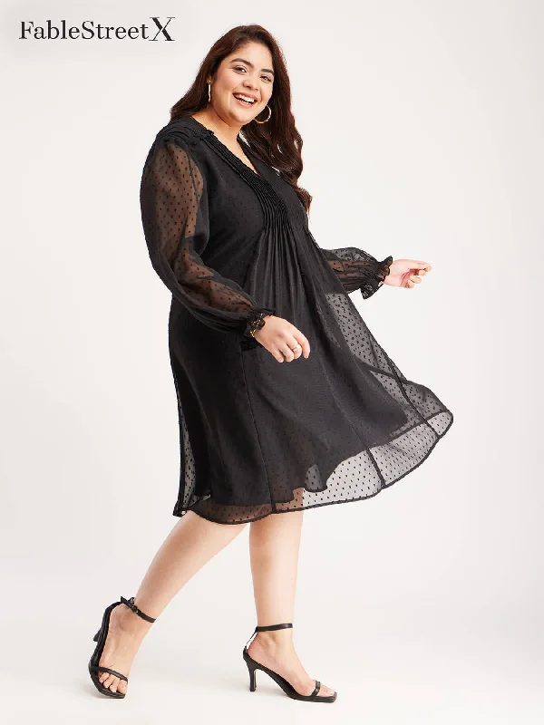 Edgy Fashion Deals Chic Allure Pleated Shirt Dress - Black