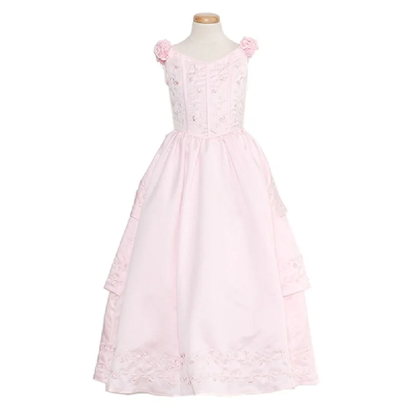 Fashion Forward, Function First Cottagecore Rustic Charm Style Pink Bridal Satin Adjustable Corset Dress Little Girl 2T-20