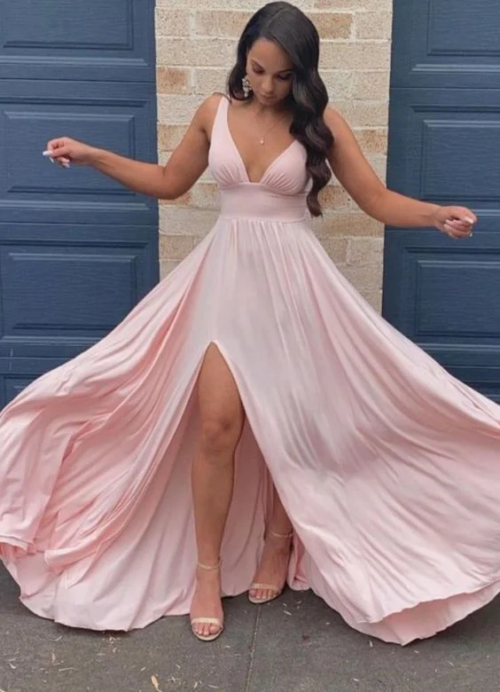 Modish Fashion Discounts Nordic Minimalist Home Look sexy pink high waist long maxi prom dress boho bridesmaid dress with side slit    cg19034