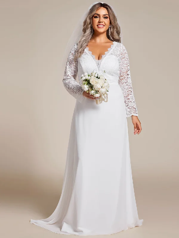 Laid-Back Fashion Offers Seasonal Trend Plus Elegant Hollow Lace V Neck Wholesale Wedding Dresses