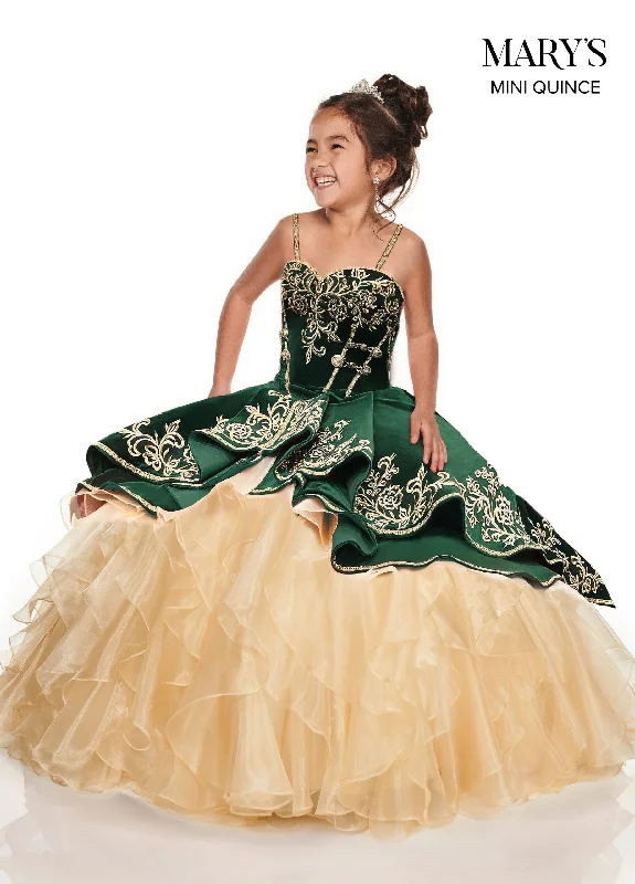 Exclusive Designer Style Deals Elegant Attire Girls Long Velvet Charro Dress by Mary's Bridal MQ4015