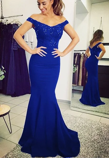 Feminine Luxe Style Sale Graceful Cut Royal blue bridesmaid dresses mermaid formal gowns cg5107