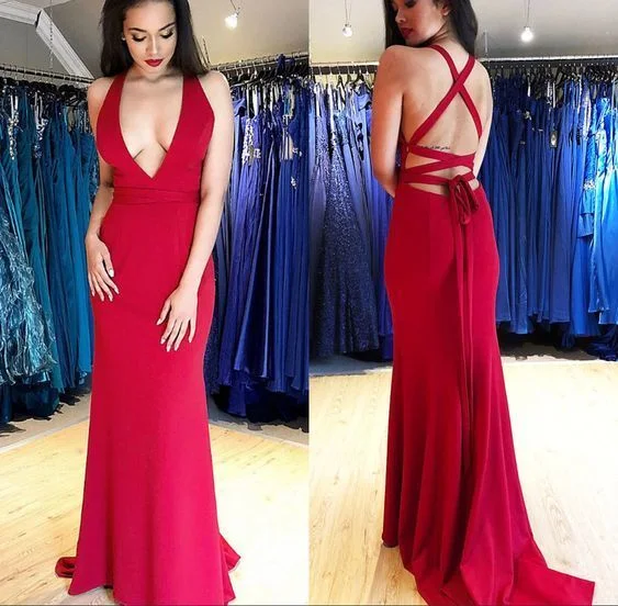 Ride The Style Wave Contemporary Elegance Sexy Long Red Prom Dresses Sleeveless Mermaid Dress   cg12559