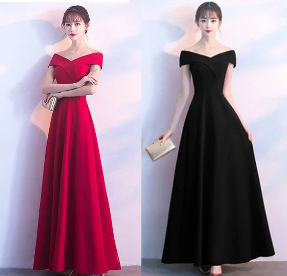 Mega Sale Weekend Special IKEARLAX  Noble Bridal Toast Clothing Host Evening Dress Cross off-Shoulder Short Sleeve Slimming Long Dress Elegant