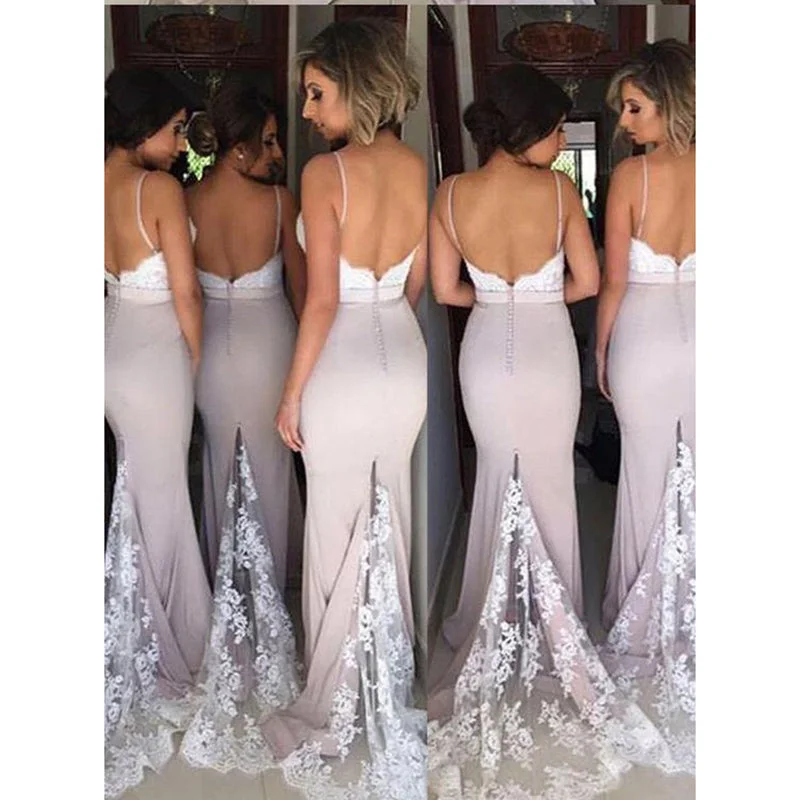 Unleash Your Trend Driven Style Chic Urban Fashion Look Mermaid Wedding Party Dresses Long Bridesmaid dresses with Spaghetti Dress