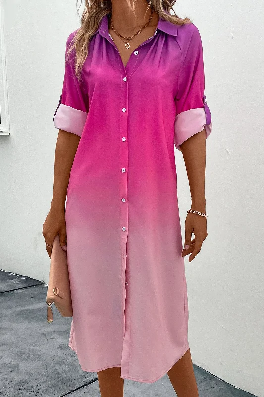 Exclusive Fashion Deals Ethnic Cultural Event Wear Gradient Long Sleeve Shirt Dress