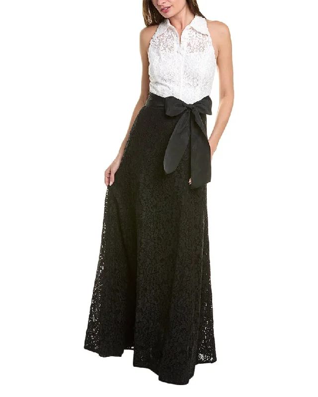 Classic Elegance Sales Minimalist Office - Ready Style Teri Jon by Rickie Freeman Halter Lace Gown