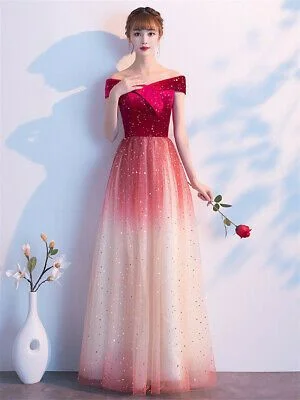 Unbeatable Prices Minimalist Office - Ready Style new prom dress Off-shoulder Bridesmaid Dress Gradient Colors Performance Dress Tulle Ball Gown   cg18986