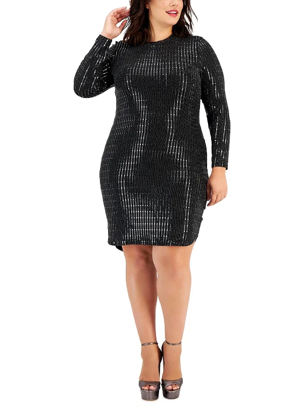 Browse Our Top Products Effortless Comfort Plus Womens Metallic Embellished Bodycon Dress