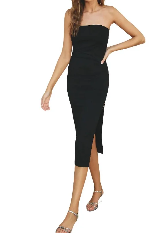 Timeless Style Promotions Formal Outfit Bodycon High Slit Dress In Black