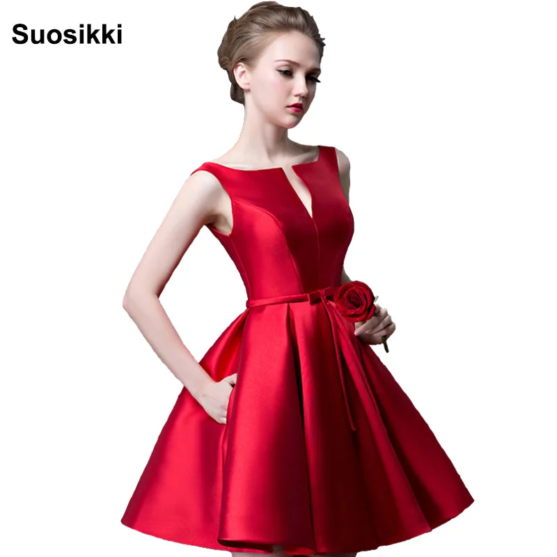 Fashion Forward Femininity Tropical Island - Inspired Attire Suosikki 2016 New fashion fuchsia vestido de noiva short design Champange color lace up bridal party cocktail dress