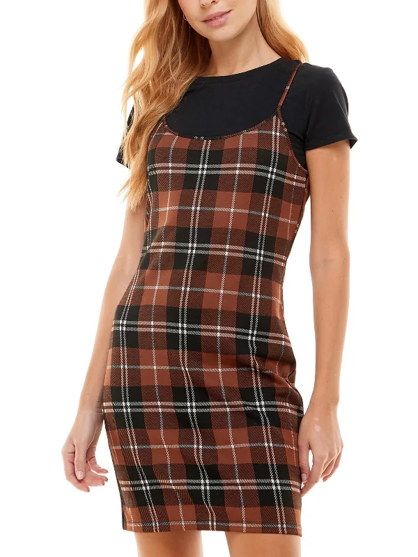 Chic Style, Always In Vogue Casual Chic Juniors Womens Plaid 2PC Bodycon Dress