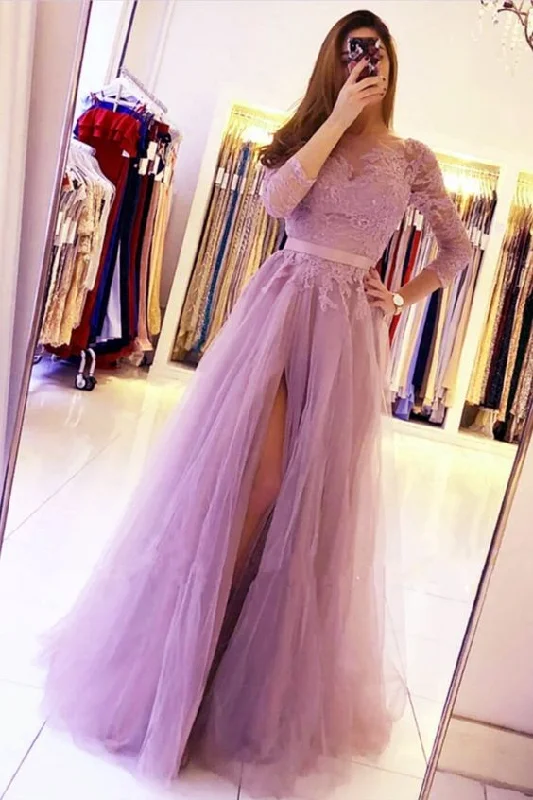 Discover Now Final Clearance Modest Mauve Bridesmaid Dresses With Sleeves prom dress   cg16136