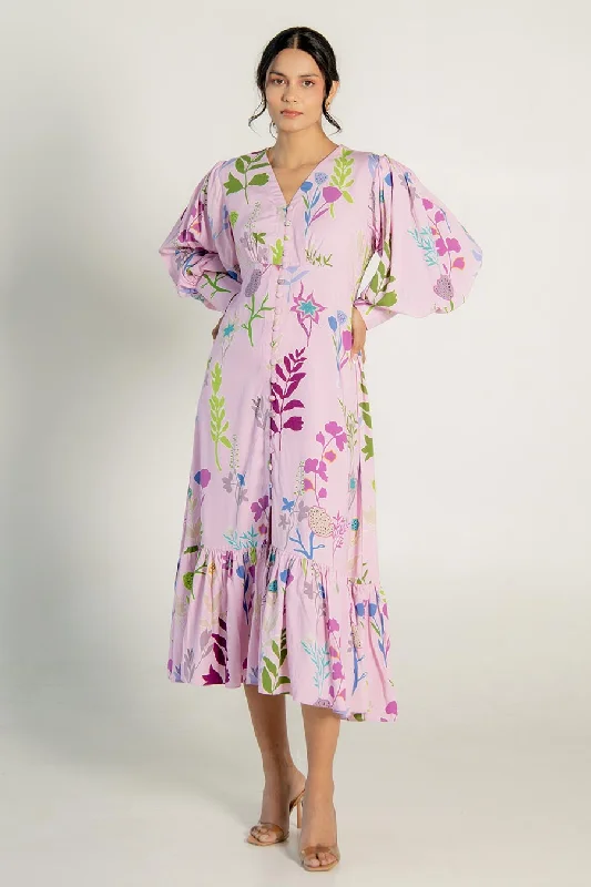 Chic & Modern Sales Save on Classic Elegant Styles Avisa Lavender Printed Long Shirt Dress