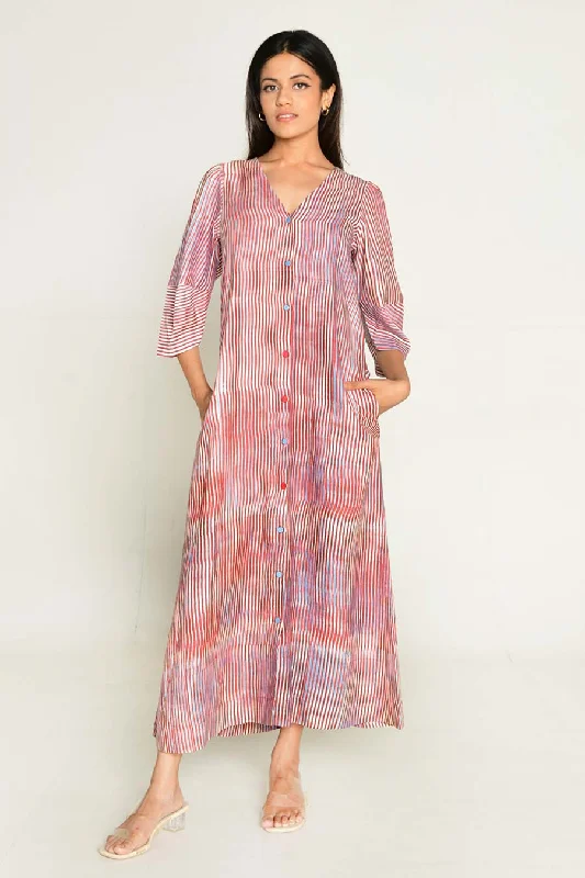 Classy Style Discounts Weekend Special Pink Block-Printed Shirt Dress