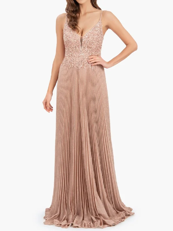 Limited Time Graceful Movement Roycebridal Elizabeth Rose Pink | A-line Floor Length Glitter Jersey Prom Dress with Appliques and Sequins