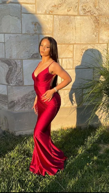 Mega Sale Weekend Special Red Satin Bodycon Mermaid Formal/Prom Dress Y5805