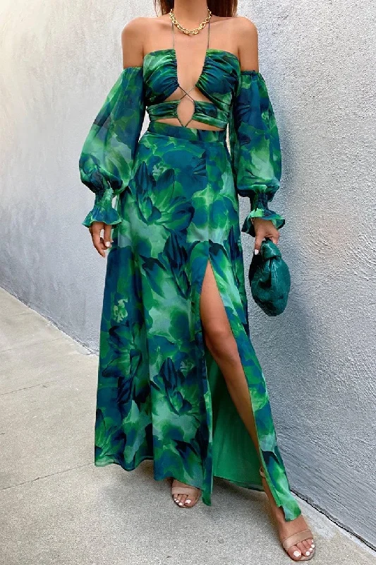 Must-Have Style Discounts Refined Look Kharma Maxi Dress - Green Floral