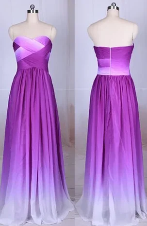 The Latest Trends Graceful Cut Purple Ombre Floor Length Sweetheart Chiffon Long Bridesmaid Dresses,Prom Dress cg4925