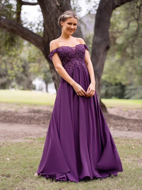 Romantic Chic Deals Refined Simplicity Roycebridal Applique Lace Floor Length Chiffon Prom Dress