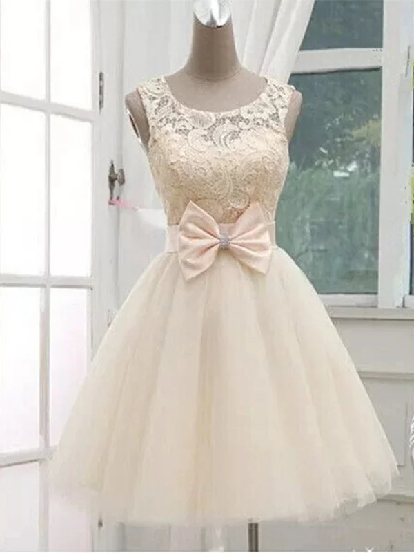 Fashion-Forward Ethnic Cultural Event Wear Custom Made A Line Round Neck Short Lace Prom Dress, Short Lace Bridesmaid Dress, Lace Homecoming Dress, Lace Graduation Dress