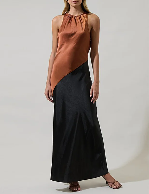 Unbeatable Prices Classic Charm Kavela Color Block Satin Maxi Dress