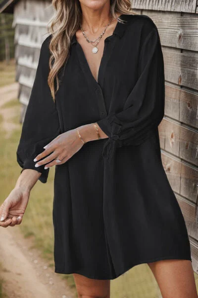 Affordable Luxury Fashion Romantic Detailing Plus Size Button Up V-Neck Shirt Dress