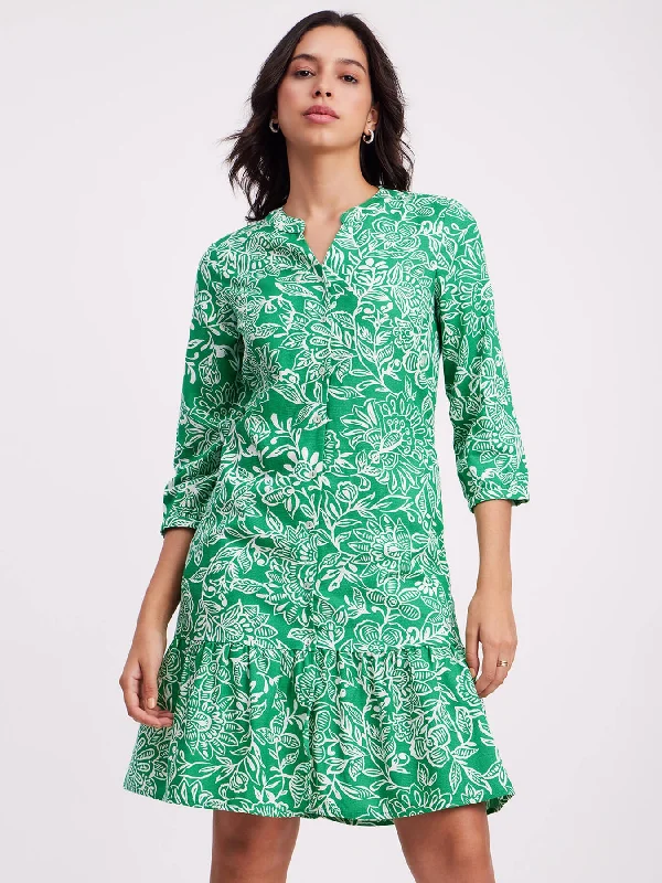 Modern Fashion Sale Charming Silhouette Linen Shirt Dress - Green