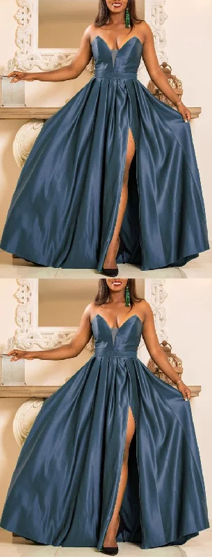 Dive Into Trendy Styles Minimalist Chic Dusty Blue Bridesmaid Dresses Long Prom Dress    cg22408