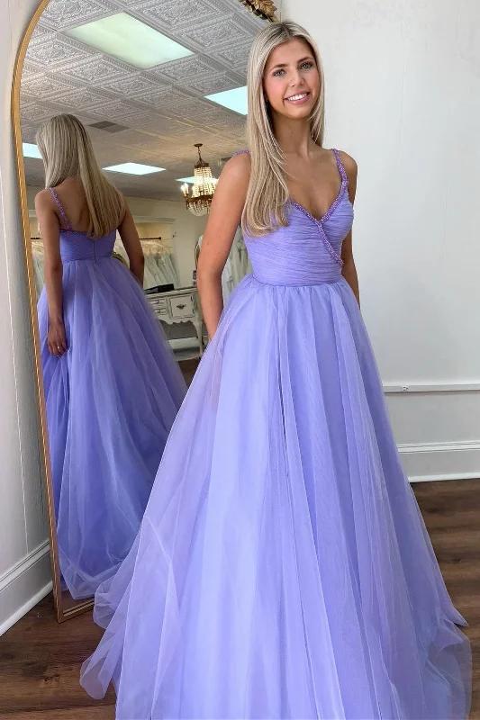 Big Discounts Effortless Comfort Roycebridal Lavender Beaded Surplice Tulle Prom Dress