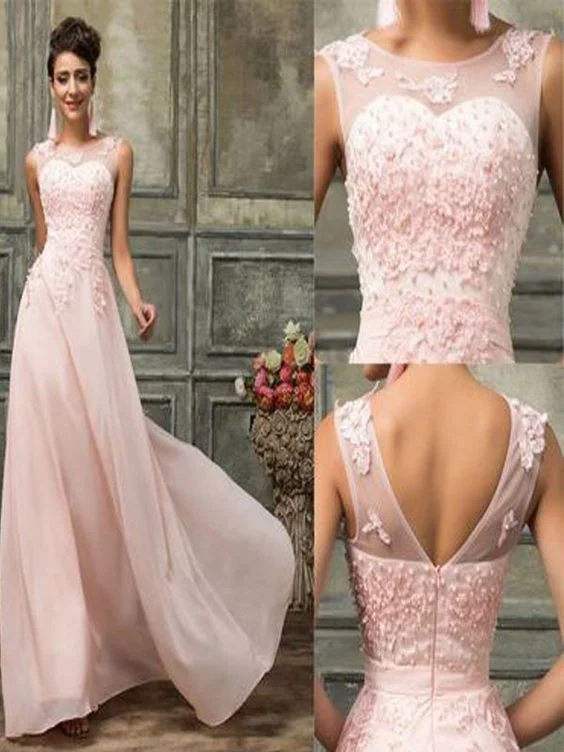 Seasonal Clearance Luxury Style Long Prom Dress,Pink lace bridesmaid dresses, Chiffon bridesmaid dresses, Cheap bridesmaid dress  cg7371