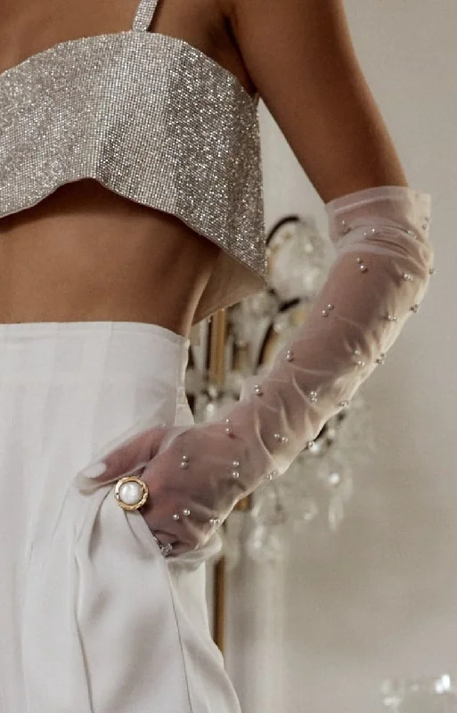 You'Ll Love Us Because Soft Textures Adaline Pearl Bridal Gloves