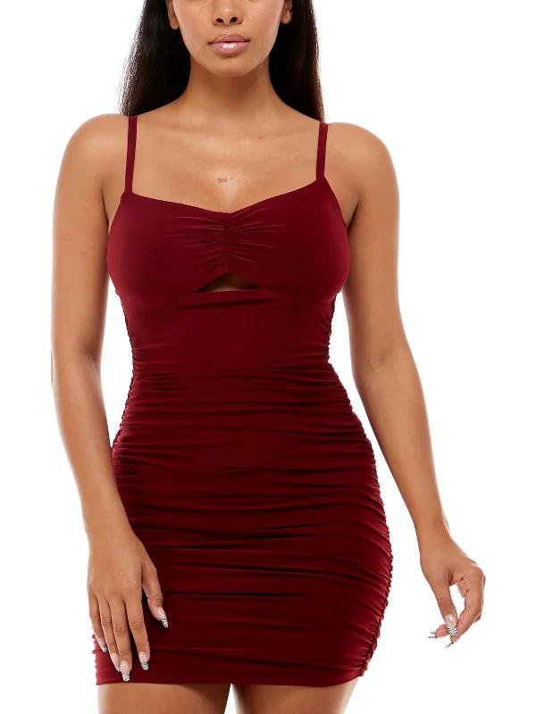 Exclusive Deals Online Grab Romantic Date - Night Styles Now Juniors Womens Front Cut Out Ruched Sides Bodycon Dress