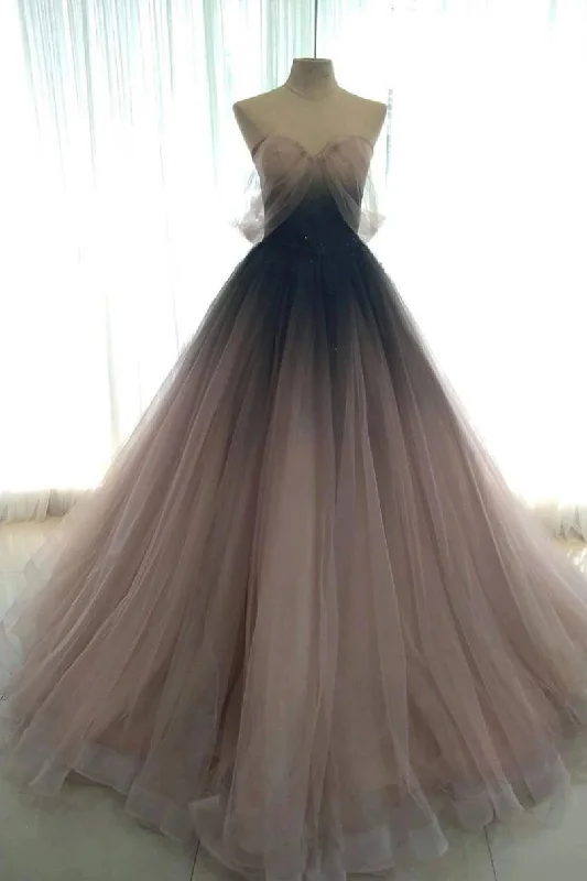 End Of Season Sale Timeless Elegant ombre prom dresses, ball gown, off shoulder prom dresses, bridal party dresses, formal dresses long Y1818