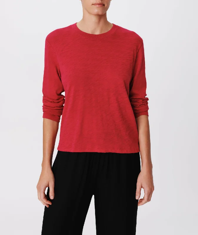 Effortless Style, Endless Impact Chic Urban Fashion Look Slub Jersey Long Sleeve Crop Tee - Rubellite