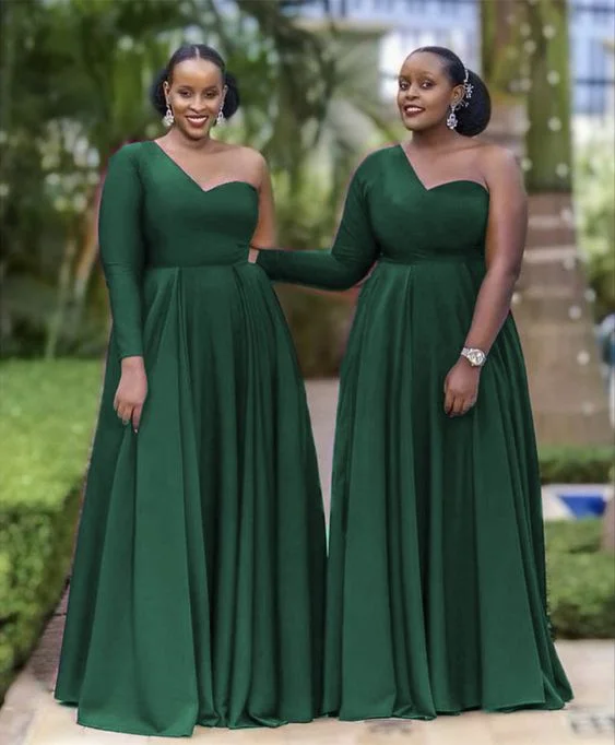 New Arrivals Nordic Minimalist Home Look prom dresses dark green bridesmaid dresses one shoulder floor length gowns   cg12379