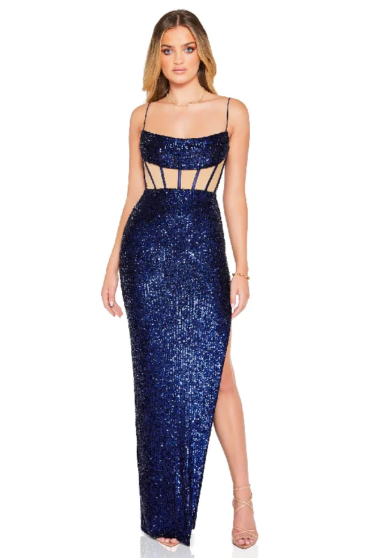 Must-Have Style Discounts Limited - Stock Nookie Sloane Illusion Gown - Sapphire