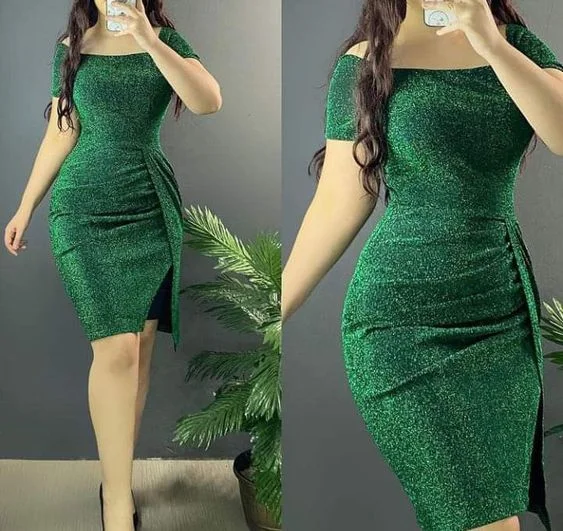 Style Redefined Big Savings on Minimalist Office Styles Green Short Sleeves Bodycon Dress,Sexy Homecoming Dress Y6051