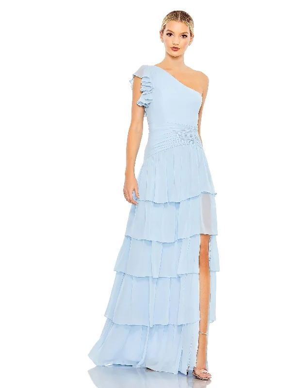 Sophisticated Fashion Subtle Sophistication Ruffle Tiered One Flutter Sleeve Gown