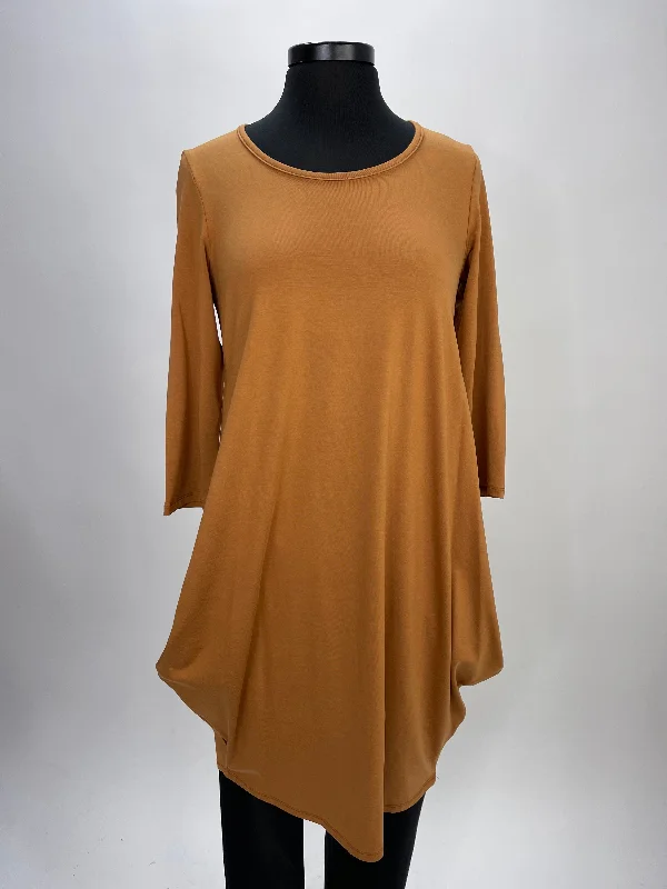 Vibrant Style Promotions Luxury Comfort Cognac Long Sleeve Dress