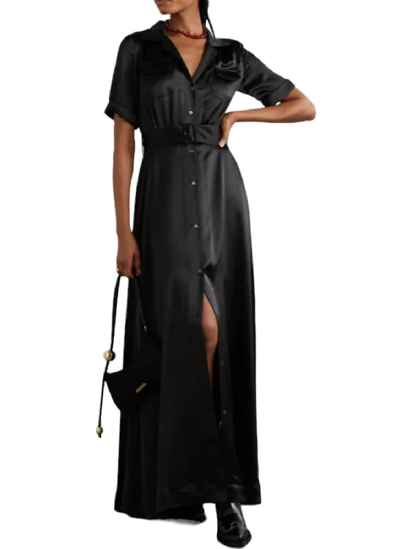 Limited Time Flash Sale Limited - Stock Millie Belted Long Shirt Dress In Black