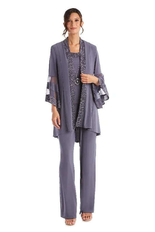 Save Big Romantic Date - Night Ensemble R&M Richards 7241 Formal Duster Jacket Pant Set